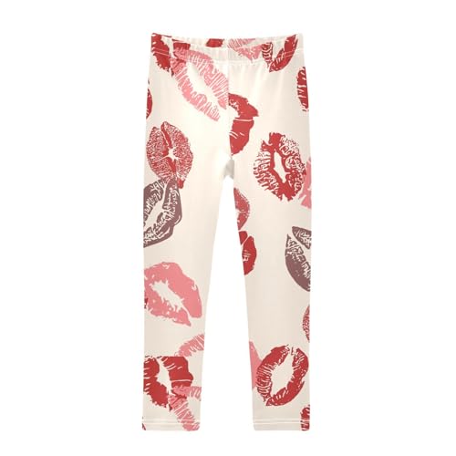 Girls Leggings Kiss Print Lips Valentine Day Toddler Girls Clothes Leggings for Girls Toddler Girls Leggings 3-4T