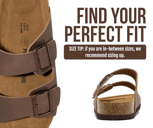 Image of Project Cloud Mens Sandals, 100% Genuine Leather Mens Slides (Heritage) | Memory Foam Insole & Cork Footbed Slides for Men Footwear Non Slip Summer Sandals for Men & Lightweight Sandals Men