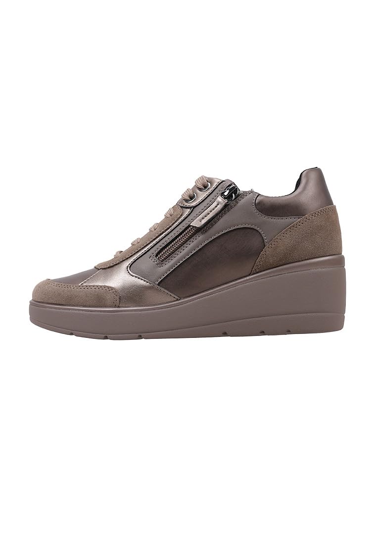 Geox Girls' D Ilde C Trainers, Dk Taupe, 6.5 UK