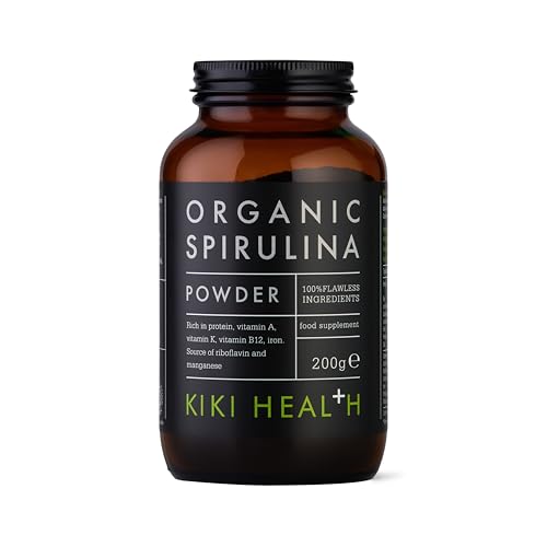 KIKI Health - Organic Spirulina Powder - 100% Pure, Non-GMO, High in Vitamin B12 & Iron - Boosts Energy, Immunity, Detox & Vitality - Rich in Antioxidants & Chlorophyll - 200g
