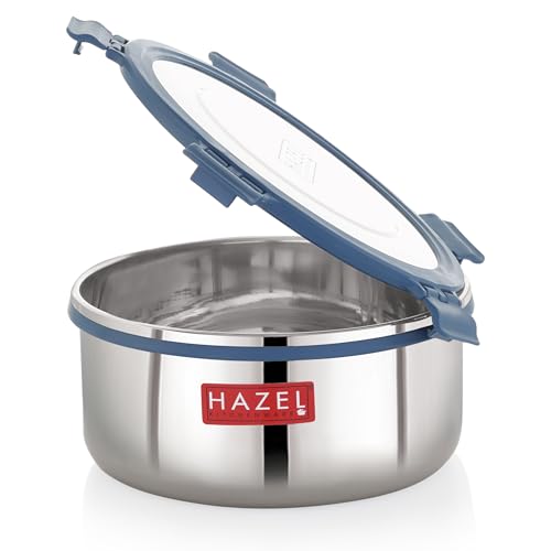 Image of HAZEL Stainless Steel Kachori Ladoo Snack Storage Container, 1950 Ml, Airtight Dabba, Silver