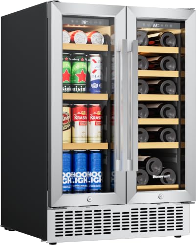 Image of Honeywell 24 Inch Dual Zone Compressor Wine Cooler Refrigerator & Beverage Cooler,Large Freestanding Wine Cellar For Red,White,Champagne or Sparkling Wine,Digital Temperature Control,Stainless Steel