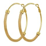 PROSTEEL Hoop Earrings For Women Gold Trendy Stainless Steel Hoops Earrings Statement Jewelry Gold 60mm
