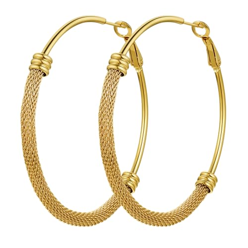 PROSTEEL Hoop Earrings For Women Gold Trendy Stainless Steel Hoops Earrings Statement Jewelry Gold 60mm