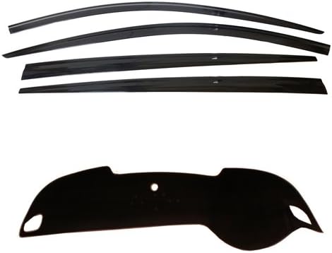 Aoneparts Non-Slip Black Dash Mats Cover 1pcs & Smoke Wind Deflectors 4pcs Set 001