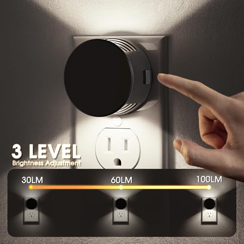 Image of Briignite Night Lights Plug into Wall Dusk to Dawn Sensor Nightlight | [2 Pack] Brightness Adjustable, 5000K Daylight White, Dimmable Plug in Night Light for Bedroom, Hallway, Stairs, Kitchen