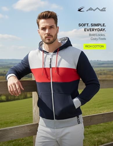 Image of AWG ALL WEATHER GEAR Hoodies for Men | Men's Solid Hooded Sweatshirt | Winter Wear | Pullover | Jackets for Men Stylish | Zipper Hooded Sweatshirt