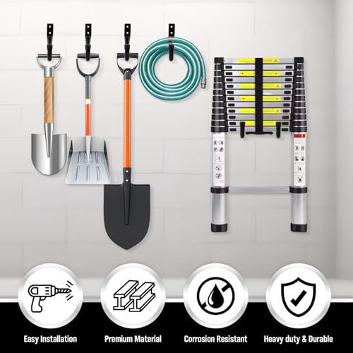 Image of Heavy Duty Garage Storage Hooks, 6-piece Bike Hooks for Garage Wall, Utility Garage Hooks, Wall Mount J Hook for Hanging, Large Metal Storage Organizer Tool, Extension Cord Hanger