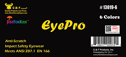 Ansi Z87.1 En166 Certified Kids Safety Glasses, Kids Goggles, Scratch, Impact And Ballistic Resistant Safety Goggles With Clear Lens Assorted Color Frame, Child Youth Size, 6 Pairs #TOP2