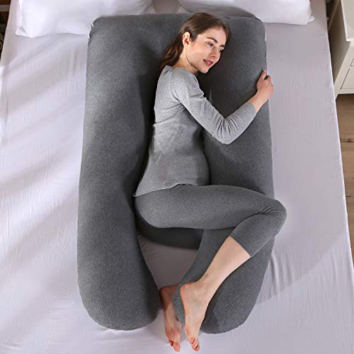 Image of Amagoing 55 inches Pregnancy Pillows for Sleeping, U Shaped Maternity Full Body Pillow for Pregnant Women with Hip, Leg, Back, Belly Support, Washable Jersey Cover Included (Dark Grey)