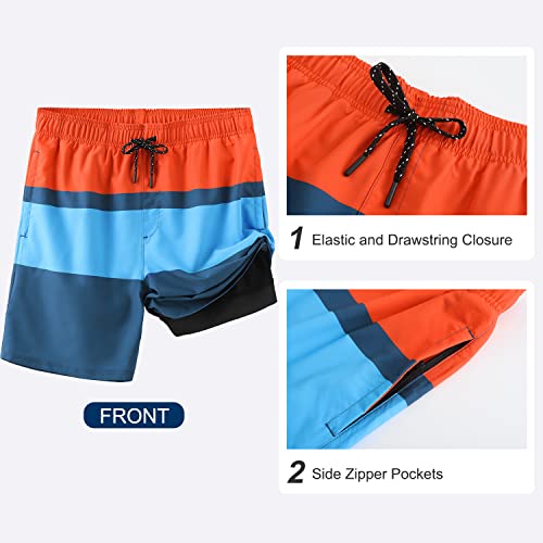 Image of HODOSPORTS Mens 7 inch Swim Trunks with Compression Liner S-6XL Quick Dry Swimming Shorts Zipper Pockets Swimsuits