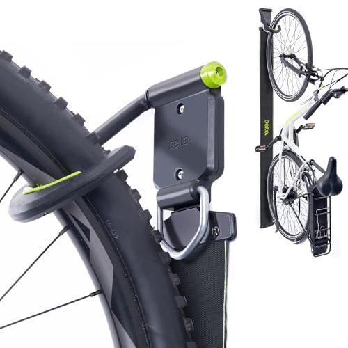 Image of Delta Wall Ride Bike Rack Wall Mount with Tire Wall Guard Cycle - Vertical Bike Mount Holds Up to 100 lbs - Fully Adjustable Vertical Hanger Hook Design Provides Easy Bicycle Storage Access