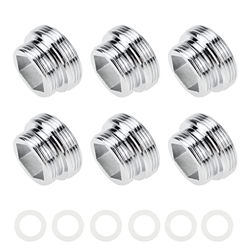 Ericrise 6 Stücke Wasserhahn-Adapter aus Messing, Aussengewinde M20 auf M22 Wasserhahn-Anschluss mit Gummidichtung Metall Wasserhahn Adapter für Wasserfilter Belüfter Wasserreiniger Cover