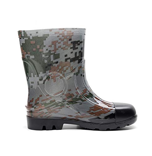 Image of Man Knee High Rubber Rainboots Camo Waterproof Rubber Boots for Garden Man Rain Footwear Size