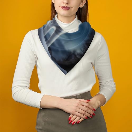 25" Silk Like Head Scarf for Women Fashion Square Wolf Under Moon Bandana Pack Neckerchief Boho Sleeping Headscarf Hair Wrap Headband Satin Neck Scarfs for Bag Purse Hair Scarves3