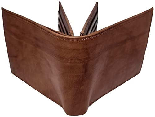 Dark Brown Mens Leather Wallet Paul and Taylor BiFold RFID With 2 ID Windows, 16 Credit Card Slots, 4 Hidden Pockets, Divided Currency Compartment & Key Holder P512144