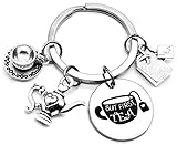 Tea Keychain Tea Lover Gift Teapot Keyring Tea Bag Charm Tea Cup Charm Keychain Tea Time But First Tea Key Ring