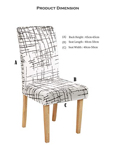 Image of Cortina Dining Chair Slipcovers | Protection Chair Covers | Abstract Print, White Tweed Design, Removable, Washable | Universal Fit Super Soft Stretchy Polyester Spandex | Kitchen, Hall | Pack of 4