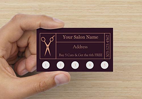 Customize YOUR COMPANY Hair Salon Loyalty Punch Business Cards Personalized