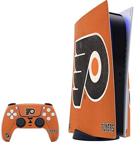 Skinit Decal Gaming Skin Compatible with PS5 Bundle - Officially Licensed NHL Philadelphia Flyers Script Design