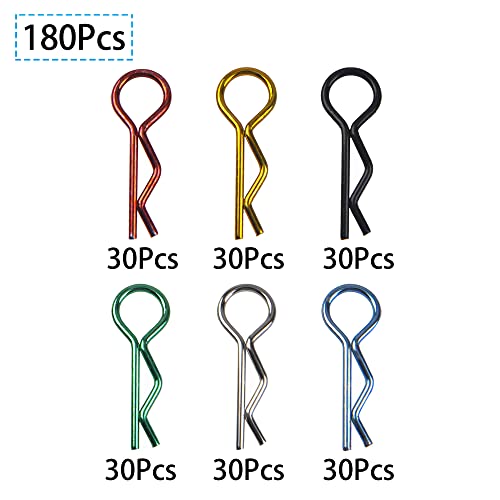 Vgoohobby 180Pcs Stainless Steel Rc Body Clips Body Shell Clip Pins R-Pins Universal Compatible With Traxxas Hpi Redcat Axial Hsp Rc4Wd 1/10 1/12 Rc Car Crawler Truck Off Road Buggy #TOP1