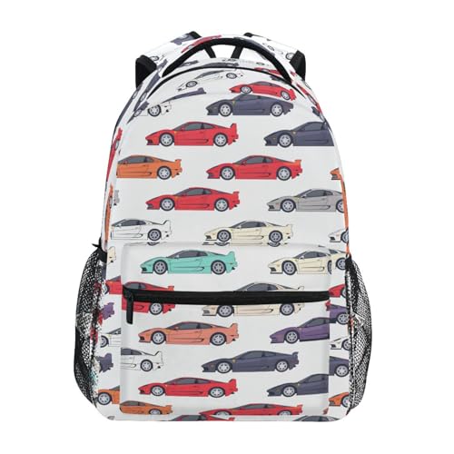 Funny Color Car Backpack for School Boys Girls Adults Kids Bookbag Laptop Bag 18L