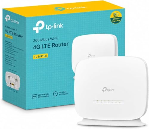 TP-Link TL-MR105 – Router 4G LTE SIM, WiFi 4 300 Mbps, 2 Puertos 10/100Mbps