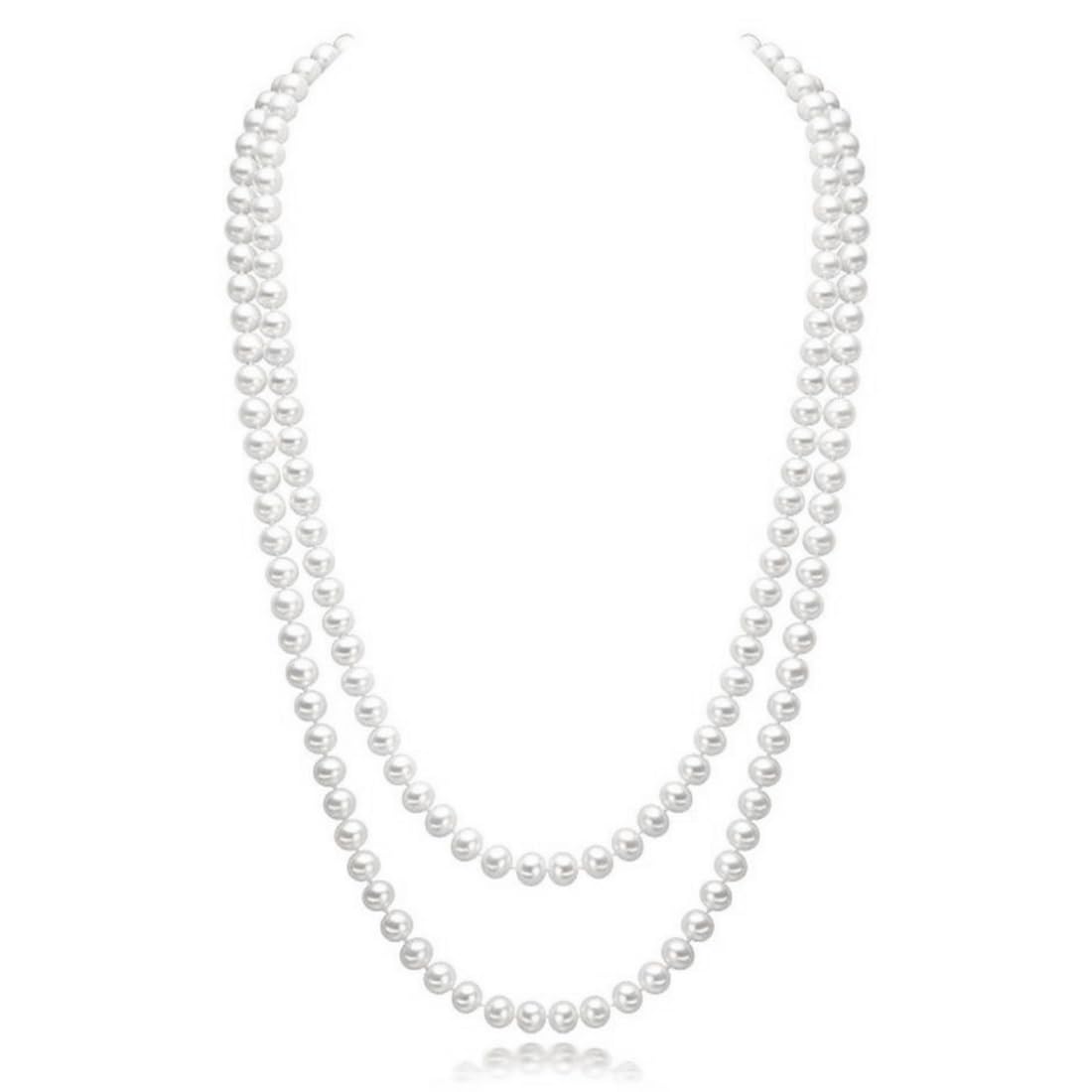 ZKHSEOUCollar largo de perlas, collar de perlas artificiales, collar de perlas redondas, collar de perlas artificiales, elegante collar de perlas artificiales suéter largo para mujer