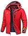 Rdruko Skijacke Herren Winterjacke Snowboardjacke Warme Fleece GefüTtert Winter Jacke Wasserdicht Funktionsjacke Männer Outdoor Wanderjacke mit Kapuze-Rot L