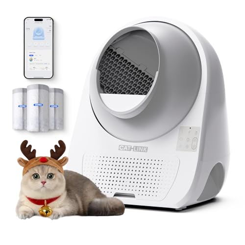 CATLINK Self Cleaning Cat Litter Box for Multiple Cats, Health Monitoring, Automatic Litter Box with APP, Triple Odor Control, Includes 60 Trash Bags, 65L Extra Large Robot (Luxury Pro-X)