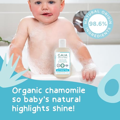 GAIA Natural Baby Hair & Body Wash | Certified Natural | Suitable for Newborns | Sensitive Skin formula | organic Aloe Vera | Soap Free | Perfume Free | Gentle Baby Wash | Australian Made | 200mL - Image 6