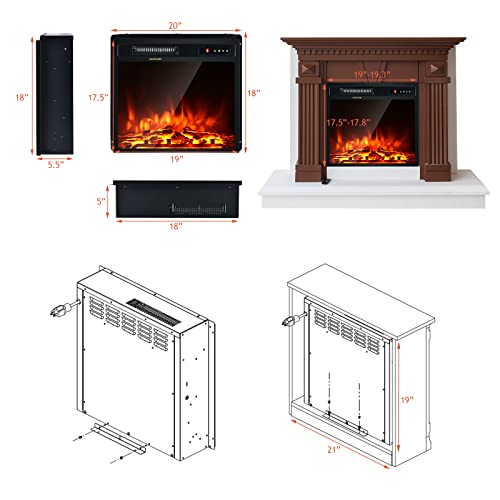 Image of Giantex 18 inch Electric Fireplace Insert Heater, Wall Recessed /Mounted Fire Places Electric Fireplace with Remote, 2 Modes Heat, 9H Timer, 5 Brightness, 750 /1500W Freestanding Fireplace