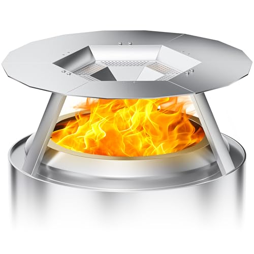 Heat Deflector for Solo Stove Ranger 15 304 Stainless Steel Heat Diffuser with Detachable Legs Capture and Redirect Warmth Camping Accessory