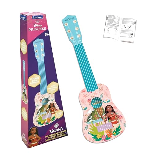 Lexibook, Disney Moana, My First Guitar for Children, 6 Nylon Strings, 53 cm / 21'', Guide Included, Pink/Blue, K200VN