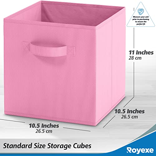 Royexe Storage Cubes - 11 Inch Cube Storage Bins (Set Of 8). Fabric Cubby Organizer Baskets With Dual Handles | Foldable Closet Shelf Organization Boxes (Light Pink) #TOP1