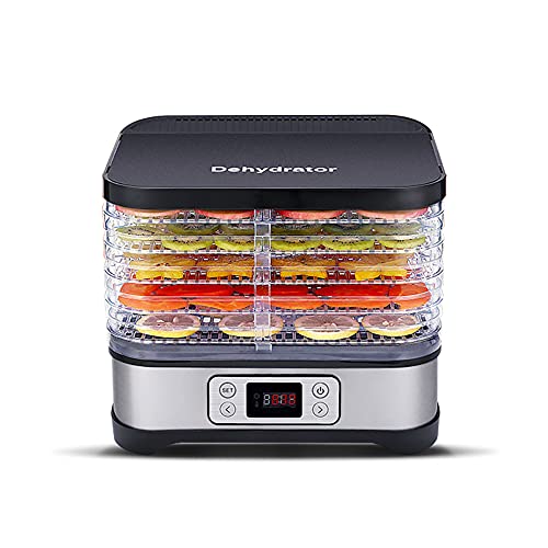 Dörrautomat Elektrisch 400W 5 Tabletts Mit Digitalem Timer Und Temperaturregelung Für Obst Gemüse Fleisch Beef Jerky…