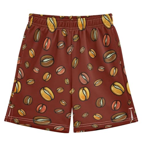 J JOYSAY Roasted Coffee Bean Maroon Boys Athletic Shorts Kids Youth Casual Shotrs with Pockets Elastic Waistband