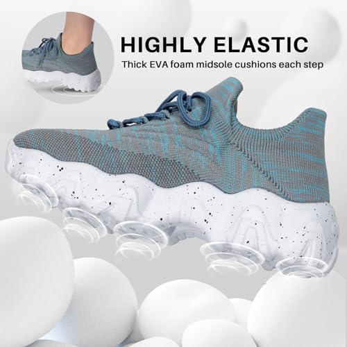 STUNAHOME Womens Walking Shoes Comfort Ultra Lightweight Casual Sneakers Breathable Mesh Slip On Tennis Shoes Fashion Gym Travel Work Blue4