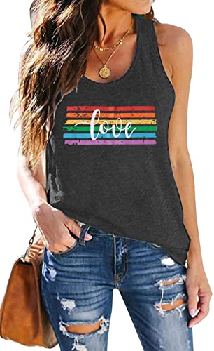 TAOHONG Pride Shirt Women Rainbow Love Tank Top Funny LGBT Equality Tanks Gay Pride Casual Summer Sleeveless Shirt Vest Top