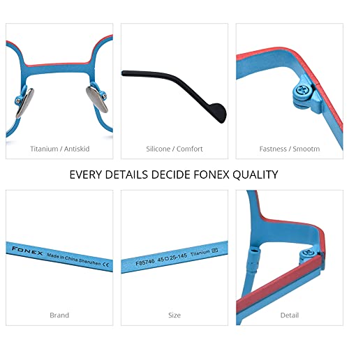 Image of FONEX Colorful Pure Titanium Glasses Frame Men Retro Square Eyeglasses Women Vintage Optical Eyewear F85746