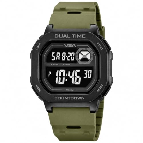 Image of V2A DIGITRON-KUBIX 3043 Digital Watch for Men | Retro Square Display | Urban Streetwear Sports Watch with Dual Time, Countdown Timer, Alarm, Backlight & 50M Water Resistance