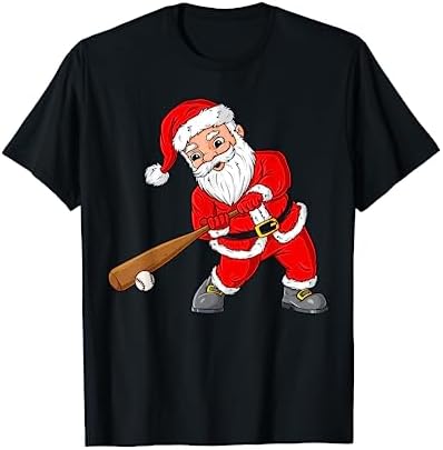 Christmas Santa Claus With Baseball Bat Boys Kids Teens Xmas T-Shirt