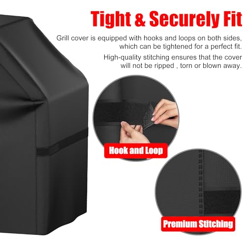Grill Cover, 72 inch Heavy Duty BBQ Gas Grill Cover for Outdoor Grill, Waterproof, Weather Resistant, Anti-UV, Rip-Proof, Fade Resistant Barbecue Cover with Hook-and-Loop Straps for Most Grills