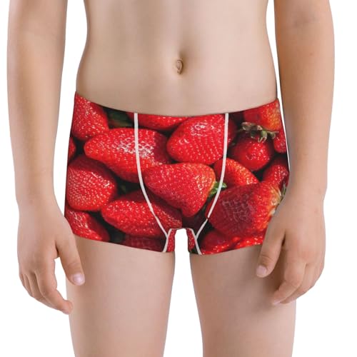 Boys' Cotton Boxer Brief Soft Underwear-Strawberry Red