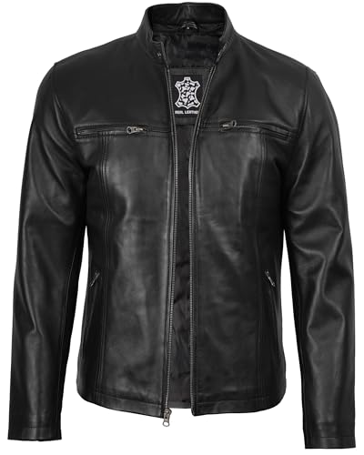 Image of fjackets Men Hooded Leather Jacket - Real Lambskin Men's Leather Jackets with Detachable Hood Outerwear