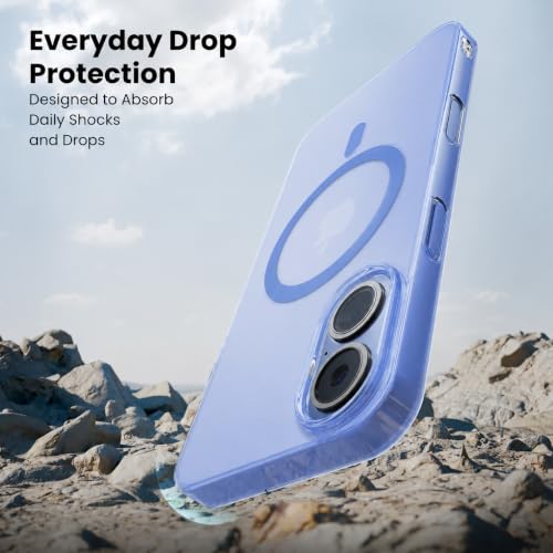 Image of DIZORO Matte Case for iPhone 17 Compatible with MagSafe, Camera Lens Full Protection, Shockproof Translucent Frosted TPU Soft Phone Cover, Anti-Fingerprint (Cloud Blue)