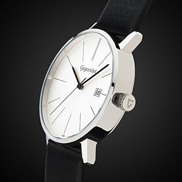 Gigandet Herrklocka minimalism analog kvarts läderrem silver svart G42-001, pengar, Minimalism