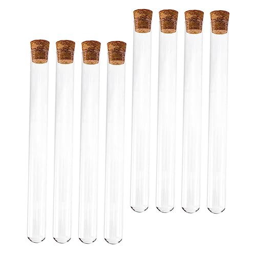 STOBAZA Tubes À Essai En Verre 20 Cm Lot De 8 Avec Bouchons Étanches Pour Stockage Liquide Et Expériences Scientifiques À Usage Scolaire Et Laboratoire