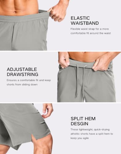 Image of GGJ Men's Lightweight Athletic Shorts with 2 Zipper Pockets 7 inch /9 inch /5 inch Gym Workout Running Quick Dry Tennis Shorts for Men