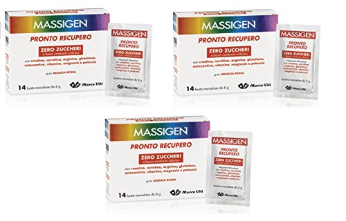 3 MASSIGEN PRONTO RECUPERO SENZA ZUCCHERO 14 BST MAGNESIO E POTASSIO Integratore combatte l'affaticamento senza glutine, lattosio, coloranti